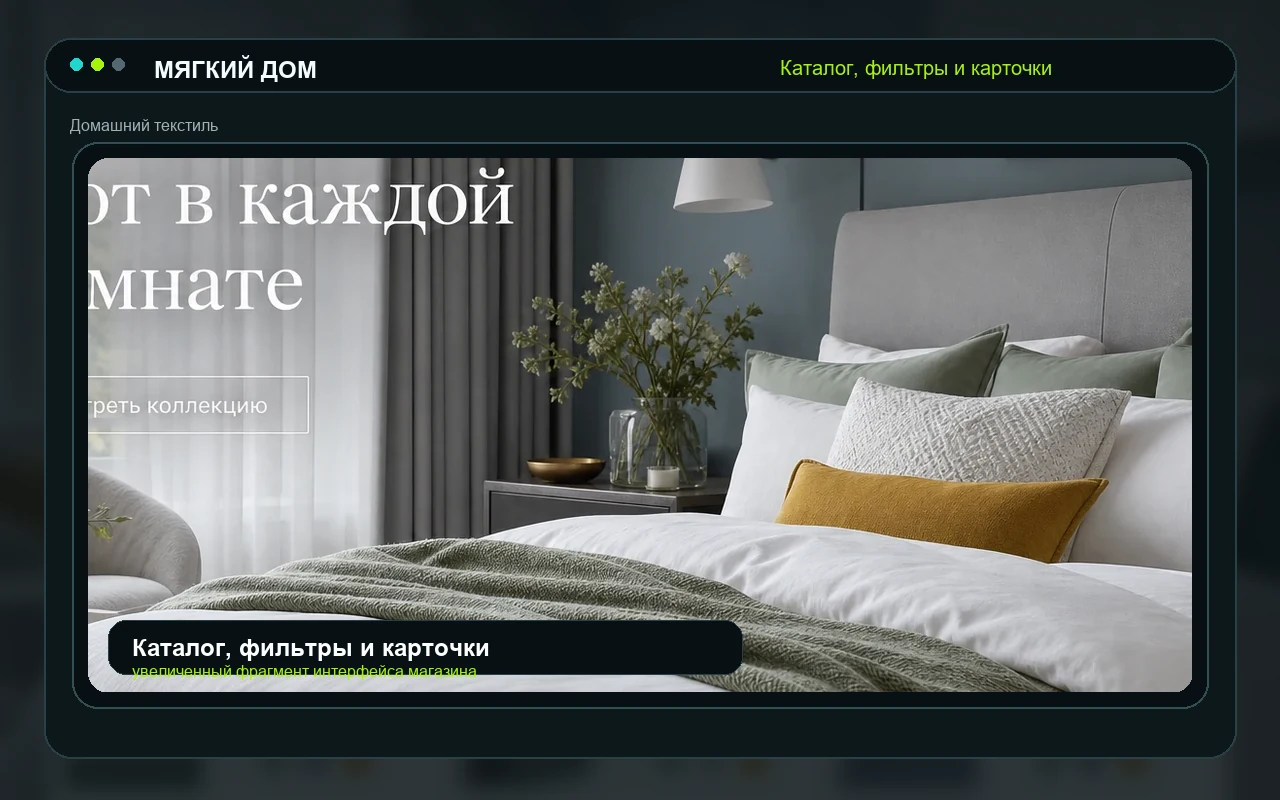 Каталог, фильтры и карточки