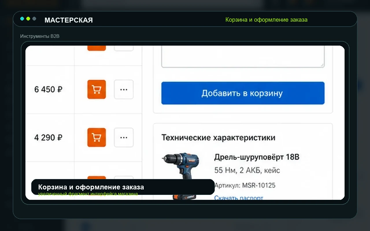 Корзина и оформление заказа