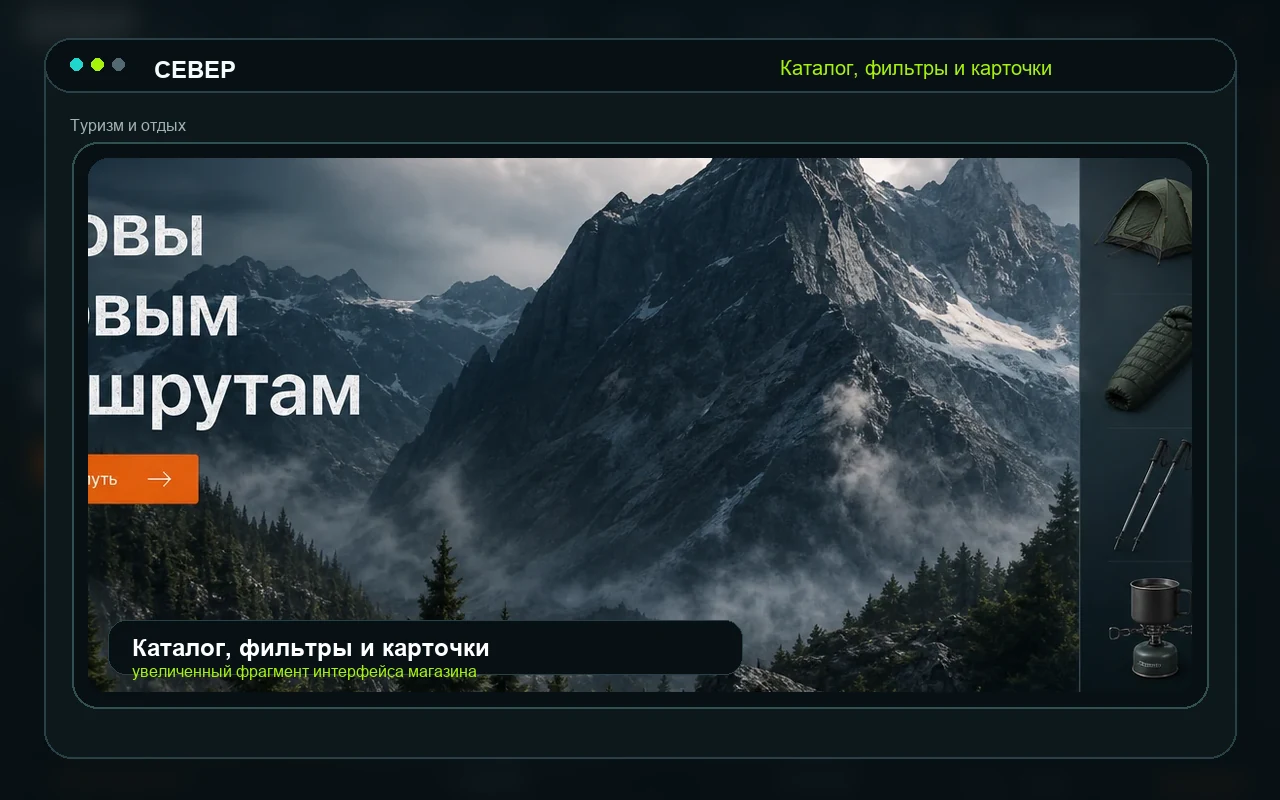 Каталог, фильтры и карточки